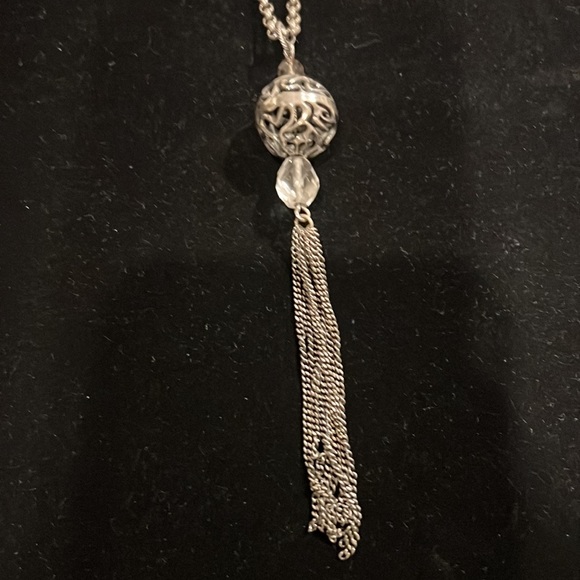 Silpada smoky, quartz, crystal and sterling, silver tassel necklace - Picture 2 of 3